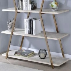 Ketano Metal 4-Shelf Bookcase in Champagne and White - Furniture of America -Bookshelves Sales Shop unnamed file 1541