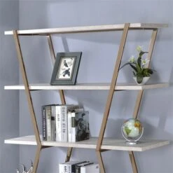 Ketano Metal 4-Shelf Bookcase in Champagne and White - Furniture of America -Bookshelves Sales Shop unnamed file 1542