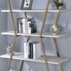 Ketano Metal 4-Shelf Bookcase in Champagne and White - Furniture of America -Bookshelves Sales Shop unnamed file 1543
