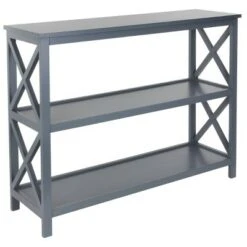 Contemporary 3 Tier Low Wooden Shelf - Olivia & May White