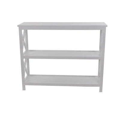 Contemporary 3 Tier Low Wooden Shelf - Olivia & May White 7 Contemporary 3 Tier Low Wooden Shelf - Olivia & May White - Image 5
