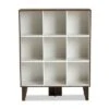 43.99" 9 Shelf Senja Two-Tone Finished Wood Bookshelf White/Walnut - Baxton Studio