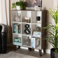 43.99" 9 Shelf Senja Two-Tone Finished Wood Bookshelf White/Walnut - Baxton Studio 9 43.99" 9 Shelf Senja Two-Tone Finished Wood Bookshelf White/Walnut - Baxton Studio -Bookshelves Sales Shop unnamed file 1560