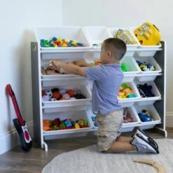 Soho Toy Storage Organizer with 16 Storage Bins Gray/White - Humble Crew -Bookshelves Sales Shop unnamed file 163