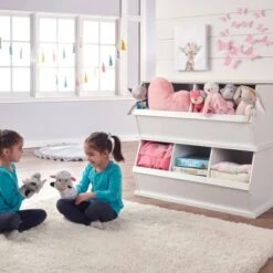 Badger Basket 3 Bin Stackable Storage Cubby White/Gray Woodgrain -Bookshelves Sales Shop unnamed file 1721