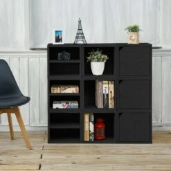 Way Basics Eco Stackable Connect Door Cube Modular Cubby Organizer Storage System Black -Bookshelves Sales Shop unnamed file 1734