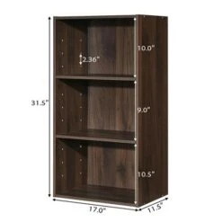Costway 2 PCS 3 Tier Open Shelf Bookcase Multi-functional Storage Display Cabinet Walnut