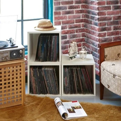 Way Basics Eco Stackable Vinyl Record Storage Cube White 6 Way Basics Eco Stackable Vinyl Record Storage Cube White - Image 4
