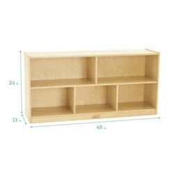 ECR4Kids Birch 5-Section Classroom Storage Cabinet with Casters, Organizer Shelf, Natural
