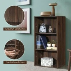 Costway 2 PCS 3 Tier Open Shelf Bookcase Multi-functional Storage Display Cabinet Walnut -Bookshelves Sales Shop unnamed file 180