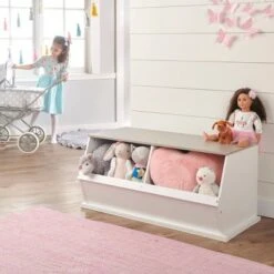 Badger Basket Two Bin Stackable Storage Cubby White/Gray Woodgrain -Bookshelves Sales Shop unnamed file 1805