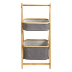 Honey-Can-Do 2 Tier Bamboo and Canvas A-Frame Shelving Unit -Bookshelves Sales Shop unnamed file 1823