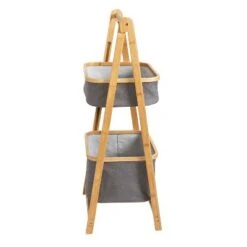 Honey-Can-Do 2 Tier Bamboo and Canvas A-Frame Shelving Unit -Bookshelves Sales Shop unnamed file 1824