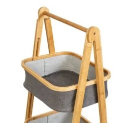 Honey-Can-Do 2 Tier Bamboo and Canvas A-Frame Shelving Unit -Bookshelves Sales Shop unnamed file 1825