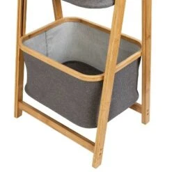 Honey-Can-Do 2 Tier Bamboo and Canvas A-Frame Shelving Unit -Bookshelves Sales Shop unnamed file 1826