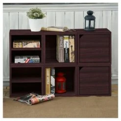 Way Basics Eco Stackable Connect Cube with Shelf Modular Cubby Organizer Storage System Espresso Wood Grain -Bookshelves Sales Shop unnamed file 1876