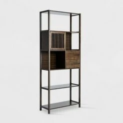 Selma Bamboo Bookcase Left Facing Spindle Cabinet - Boraam Natural -Bookshelves Sales Shop unnamed file 1921