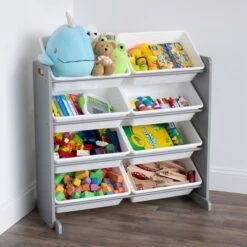 Toy Storage Organizer with 8 Large Storage Bins Gray/White - Humble Crew 11 Toy Storage Organizer with 8 Large Storage Bins Gray/White - Humble Crew -Bookshelves Sales Shop unnamed file 196