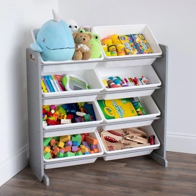 Toy Storage Organizer with 8 Large Storage Bins Gray/White - Humble Crew 6 Toy Storage Organizer with 8 Large Storage Bins Gray/White - Humble Crew - Image 4