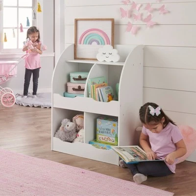 Badger Basket 4 Bin Storage Cubby with Bookshelf White 3 Badger Basket 4 Bin Storage Cubby with Bookshelf White