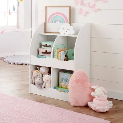 Badger Basket 4 Bin Storage Cubby with Bookshelf White 5 Badger Basket 4 Bin Storage Cubby with Bookshelf White - Image 3