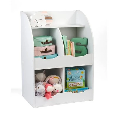 Badger Basket 4 Bin Storage Cubby with Bookshelf White 6 Badger Basket 4 Bin Storage Cubby with Bookshelf White - Image 4