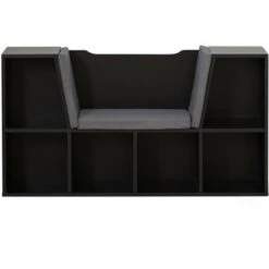 Basicwise Modern Multi-Purpose Bookshelf with Storage Space and Gray Cushioned Reading Nook -Bookshelves Sales Shop unnamed file 2028