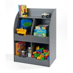 Badger Basket 4 Bin Storage Cubby with Bookshelf Charcoal -Bookshelves Sales Shop unnamed file 2035