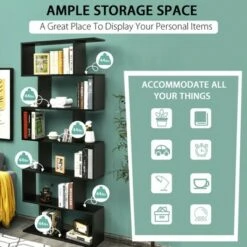Costway 6 Tier S-Shaped Bookshelf Storage Display Bookcase Decor Z-Shelf -Bookshelves Sales Shop unnamed file 2132