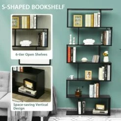 Costway 6 Tier S-Shaped Bookshelf Storage Display Bookcase Decor Z-Shelf -Bookshelves Sales Shop unnamed file 2133