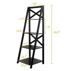 Costway 4-Tier Ladder Shelf Bookshelf Bookcase Storage Display Leaning Home Office Decor