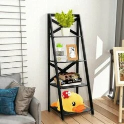 Costway 4-Tier Ladder Shelf Bookshelf Bookcase Storage Display Leaning Home Office Decor -Bookshelves Sales Shop unnamed file 2150