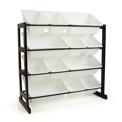 Ladder Toy Storage Organizer with 12 Storage Bins Espresso/White - Humble Crew 4 Ladder Toy Storage Organizer with 12 Storage Bins Espresso/White - Humble Crew - Image 2