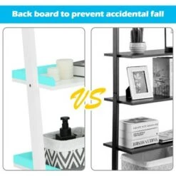 Costway Versatile White 5-Tier Bookshelf Leaning Wall Shelf Ladder Bookcase Storage Display Furni -Bookshelves Sales Shop unnamed file 2185