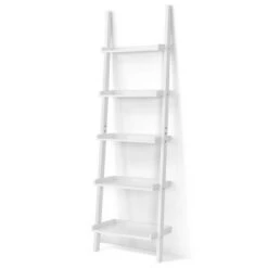 Costway Versatile White 5-Tier Bookshelf Leaning Wall Shelf Ladder Bookcase Storage Display Furni -Bookshelves Sales Shop unnamed file 2190