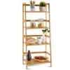Costway Multifunctional 4 Shelf Bamboo Bookcase Ladder Plant Flower Stand Rack Storage -Bookshelves Sales Shop unnamed file 2193