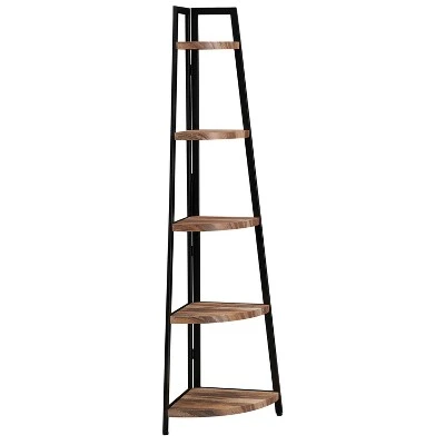 70" 5-Tier Corner Ladder Display Shelving Unit Metal & Distressed Wood - Danya B. 5 70" 5-Tier Corner Ladder Display Shelving Unit Metal & Distressed Wood - Danya B. - Image 3