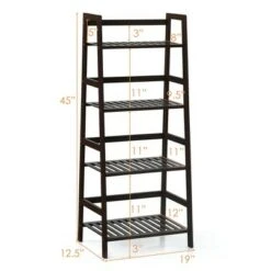 Costway 4-Tier Bamboo Ladder Shelf Plant Display Stand Rack Bookshelf Dark Brown -Bookshelves Sales Shop unnamed file 2210