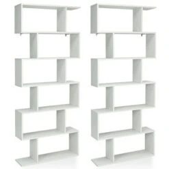 Costway 2 PCS 6 Tier S-Shaped Bookshelf Storage Display Bookcase Z-Shelf -Bookshelves Sales Shop unnamed file 2258