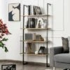 Costway 4-Tier Ladder Shelf Bookshelf Industrial Wall Shelf w/Metal Frame Rustic Brown -Bookshelves Sales Shop unnamed file 2259