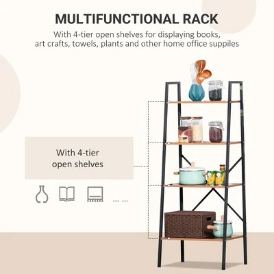 HomCom 4-Tier Vintage Look Ladder Book Shelf 4 HomCom 4-Tier Vintage Look Ladder Book Shelf - Image 2