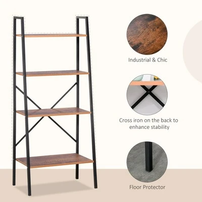 HomCom 4-Tier Vintage Look Ladder Book Shelf 5 HomCom 4-Tier Vintage Look Ladder Book Shelf - Image 3