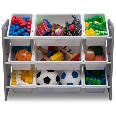 Delta Children MySize 9 Bin Plastic Toy Organizer - Gray with White Bins 4 Delta Children MySize 9 Bin Plastic Toy Organizer - Gray with White Bins - Image 2