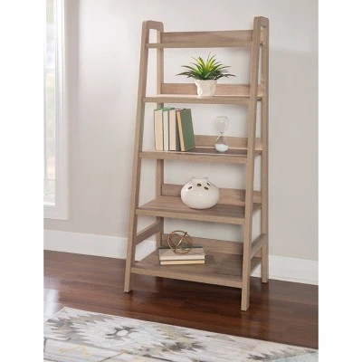 60.13" 5 Shelf Bookshelf Gray - Linon 7 60.13" 5 Shelf Bookshelf Gray - Linon - Image 5