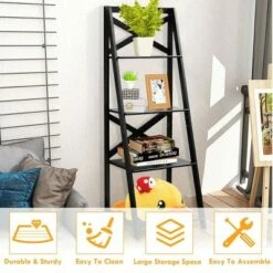 Costway 2 Pcs 4-Tier Ladder Shelf Bookshelf Bookcase Storage Display Leaning Home Office -Bookshelves Sales Shop unnamed file 2345