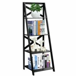 Costway 2 Pcs 4-Tier Ladder Shelf Bookshelf Bookcase Storage Display Leaning Home Office -Bookshelves Sales Shop unnamed file 2346