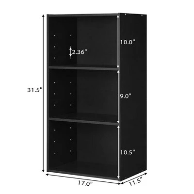 Costway 3 Open Shelf Bookcase Modern Multi-functional Storage Display Cabinet Black 3 Costway 3 Open Shelf Bookcase Modern Multi-functional Storage Display Cabinet Black