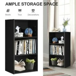 Costway 3 Open Shelf Bookcase Modern Multi-functional Storage Display Cabinet Black 15 Costway 3 Open Shelf Bookcase Modern Multi-functional Storage Display Cabinet Black -Bookshelves Sales Shop unnamed file 239