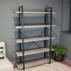 Sunnydaze Decor Sunnydaze 5 Shelf Industrial Style Freestanding Etagere Bookshelf with Wood Veneer Shelves - Oak Gray Veneer