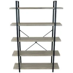 Sunnydaze Decor Sunnydaze 5 Shelf Industrial Style Freestanding Etagere Bookshelf with Wood Veneer Shelves - Oak Gray Veneer 11 Sunnydaze Decor Sunnydaze 5 Shelf Industrial Style Freestanding Etagere Bookshelf with Wood Veneer Shelves - Oak Gray Veneer -Bookshelves Sales Shop unnamed file 2398